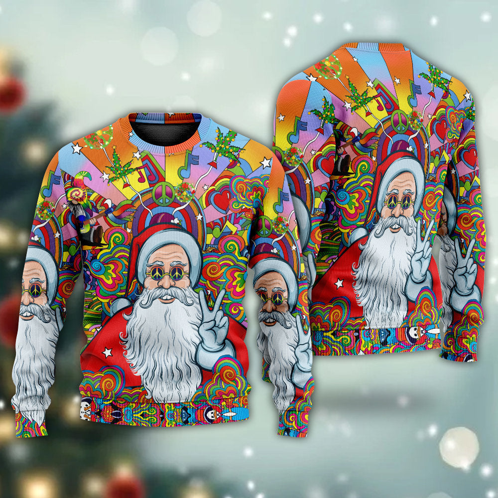 Hippie Santa Colorful Sweater For Holiday Parties Family Gatherings And Seasonal Gift Giving