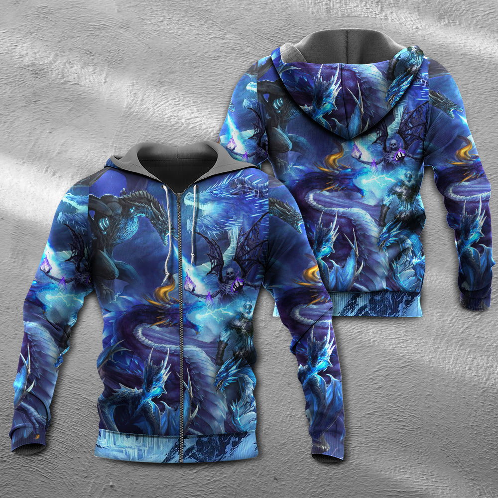 Blue Dragon Skull Lightning Hoodie For Gothic Art Lovers Daily Wear And Weekend Adventures