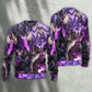 Purple Dragon Skull Lightning Fantasy Sweater For Alternative Fashion Events And Thoughtful Seasonal Gifts