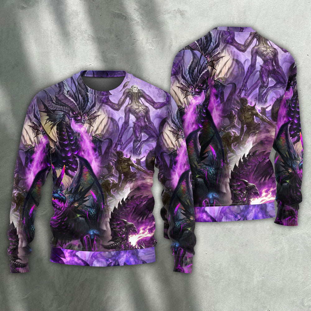 Purple Dragon Skull Lightning Fantasy Sweater For Alternative Fashion Events And Thoughtful Seasonal Gifts