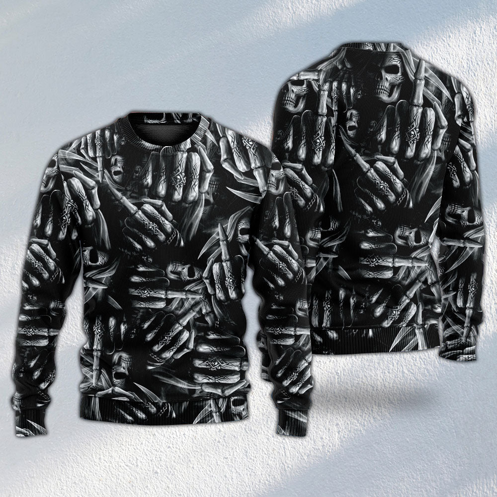 Skull Philosophy Dark Sweater For Art Lovers Holidays Parties And Comfortable Wear