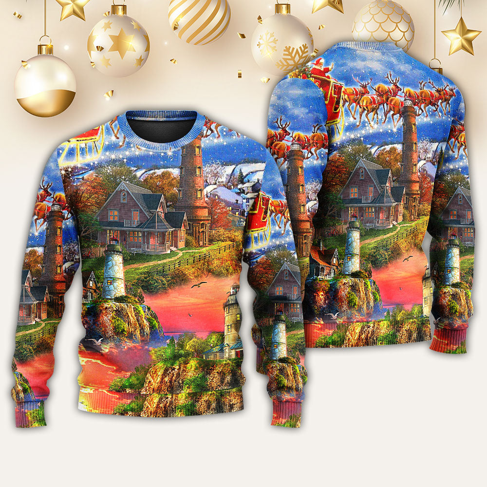 Lighthouse Christmas In Storm And Darkness Sweater For Winter Parties Seasonal Adventures And Relaxed Everyday Styling