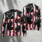 Black Cat Independence Day Sweater For Animal Lovers Casual Wear Holidays And Thoughtful Gifting