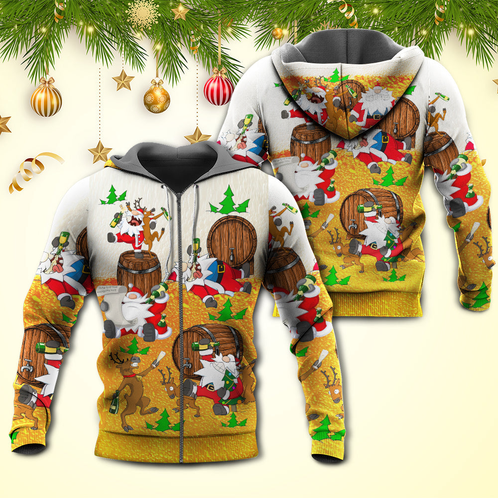 Christmas Santa Beer Cheerful Hoodie For Festive Family Moments Winter Wear And Holiday Gift Ideas