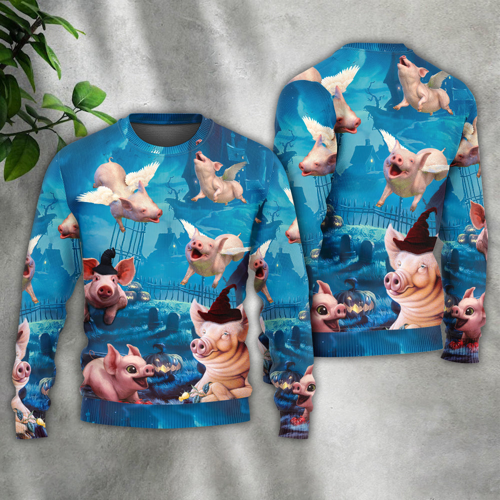 Halloween Flying Pig Pumpkin Sweater For Halloween Events Weekend Outings And Creative Gift Giving