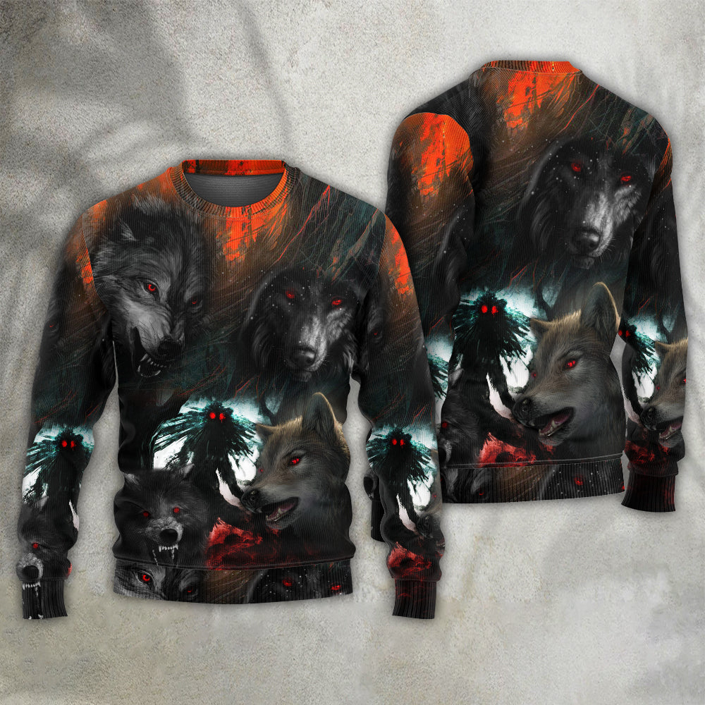 Halloween Black Wolf Night Sweater For Casual Wear Parties And Thoughtful Gifting