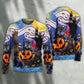 Halloween Black Cat Starry Night Sweater For Fantasy Fans Casual Outings And Weekend Adventures