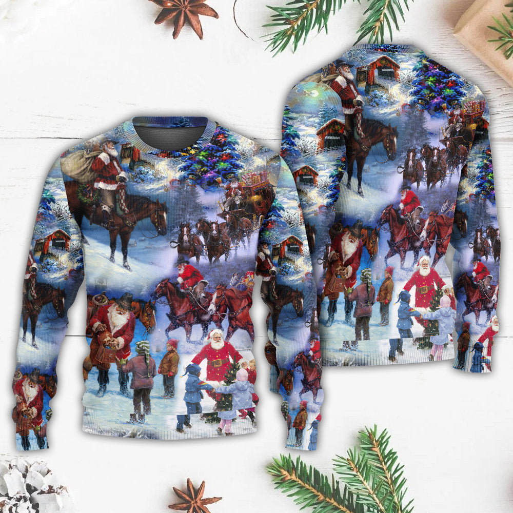Christmas Santa Cowboy Children Sweater For Festive Events Weekend Outings And Comfortable Winter Style