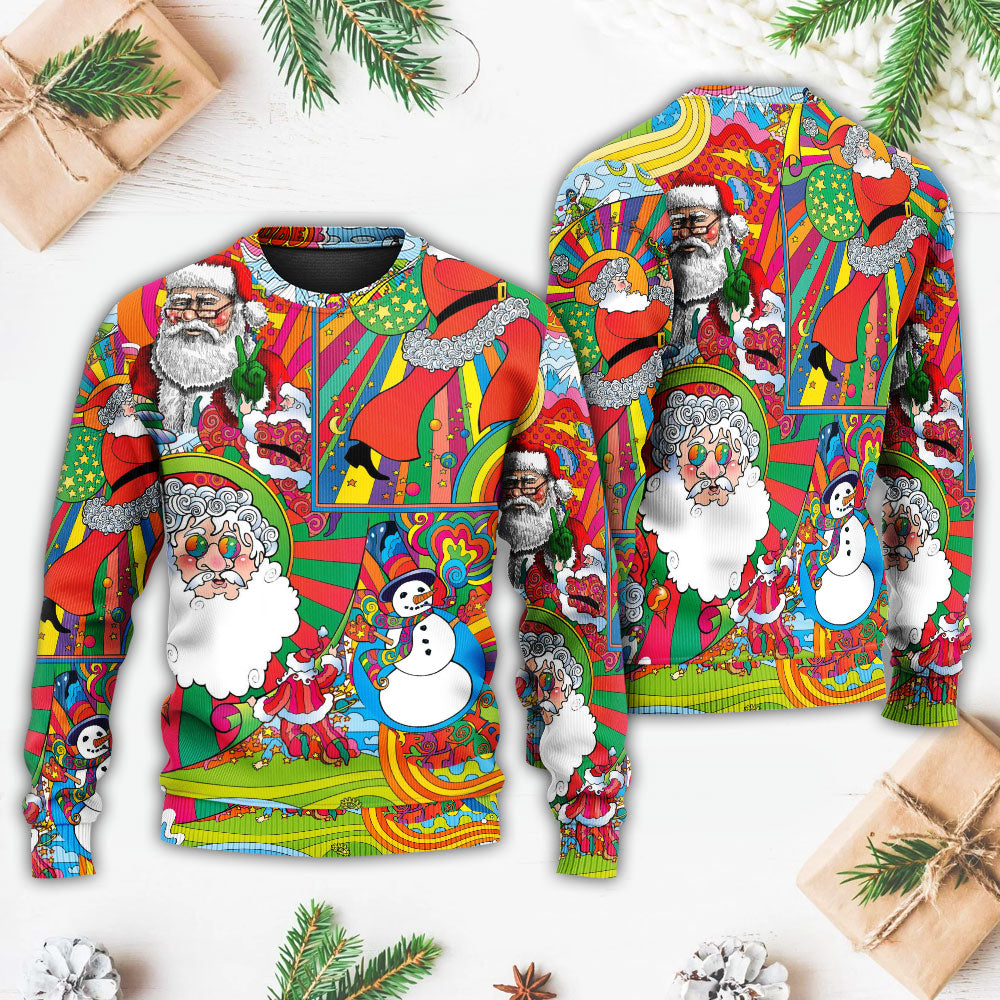 Hippie Santa Merry Xmas Sweater For Seasonal Parties Cozy Gatherings And Thoughtful Holiday Gifts