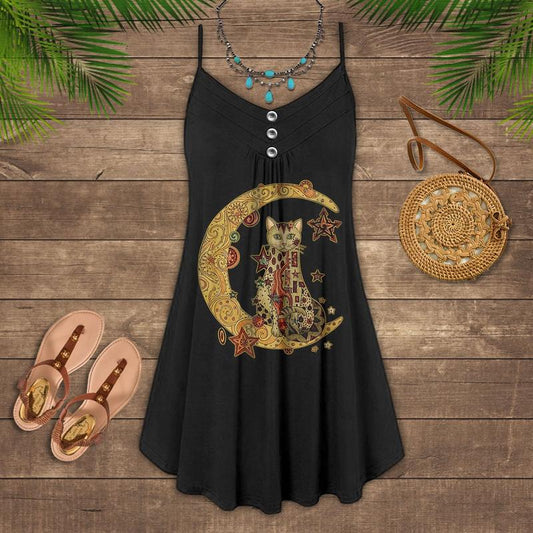 Cats Love Summer Vibes Limited 5 – Women's Summer Sleeveless V-Neck Camisole Dress