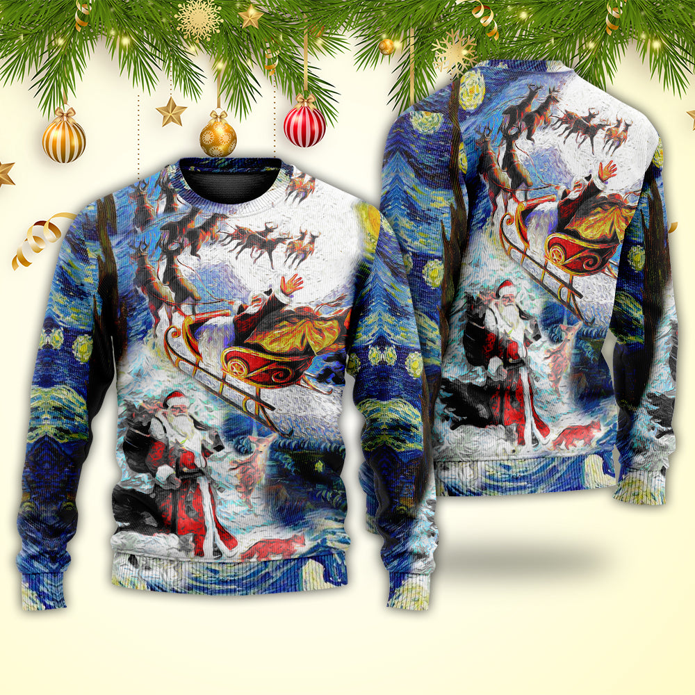 Christmas Friendly Santa With Animals Sweater For Holiday Travel Winter Outings And Cheerful Gift Giving