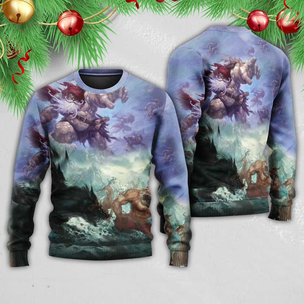 Christmas Santa Dark Fantasy Sweater For Winter Parties Seasonal Adventures And Relaxed Everyday Styling