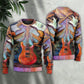 Colorful Guitar Music Abstract Sweater For Casual Wear Festivals Travel And Thoughtful Gifting