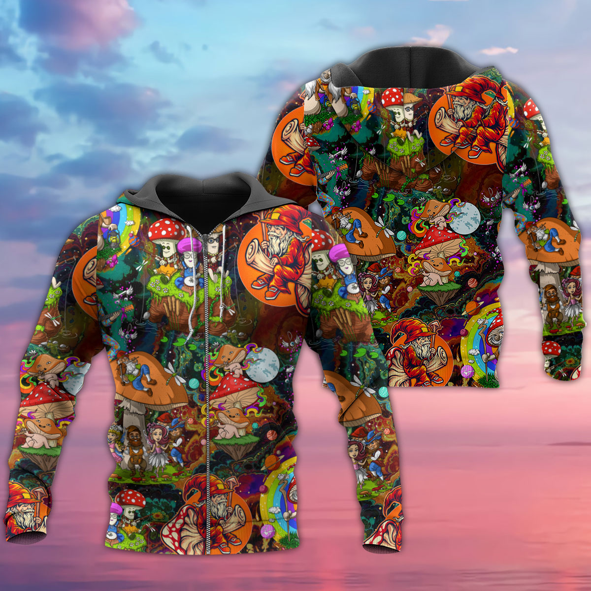 Hippie Colorful Mushroom Trippy Hoodie For Free Spirit Outings Holidays And Relaxed Layering