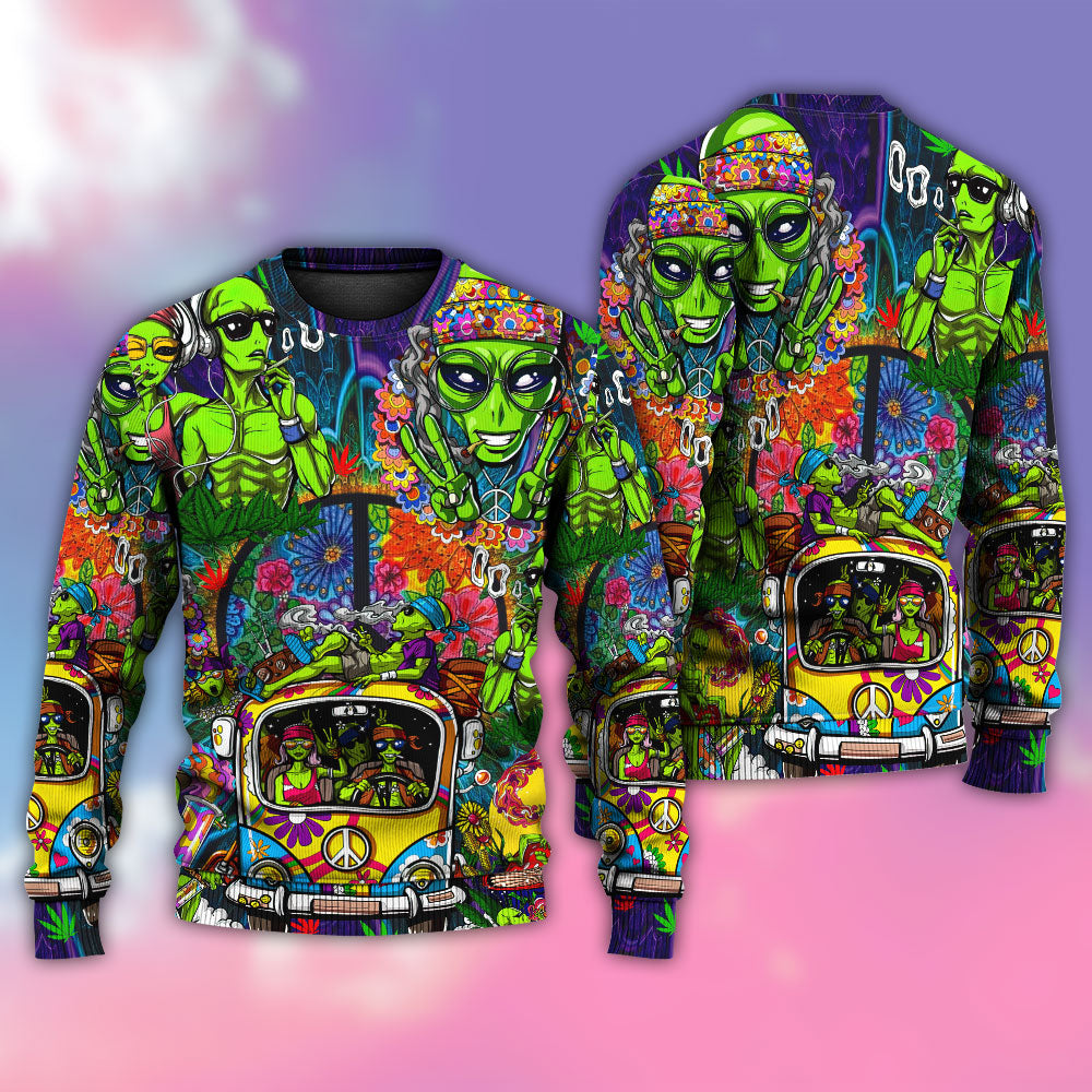 Hippie Space Alien Cosmic Sweater For Psychedelic Art Fans Outdoor Events And Distinctive Gifts