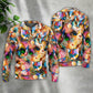 Colorful Cat Sweater For Animal Lovers Casual Wear Holidays And Thoughtful Gifting