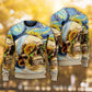 Skull And Sunflower Vintage Starry Night Sweater For Art Lovers Holidays Parties And Comfortable Wear