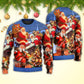 Christmas Santa Up On Rooftop Sweater For Family Gatherings Winter Travel And Everyday Seasonal Comfort