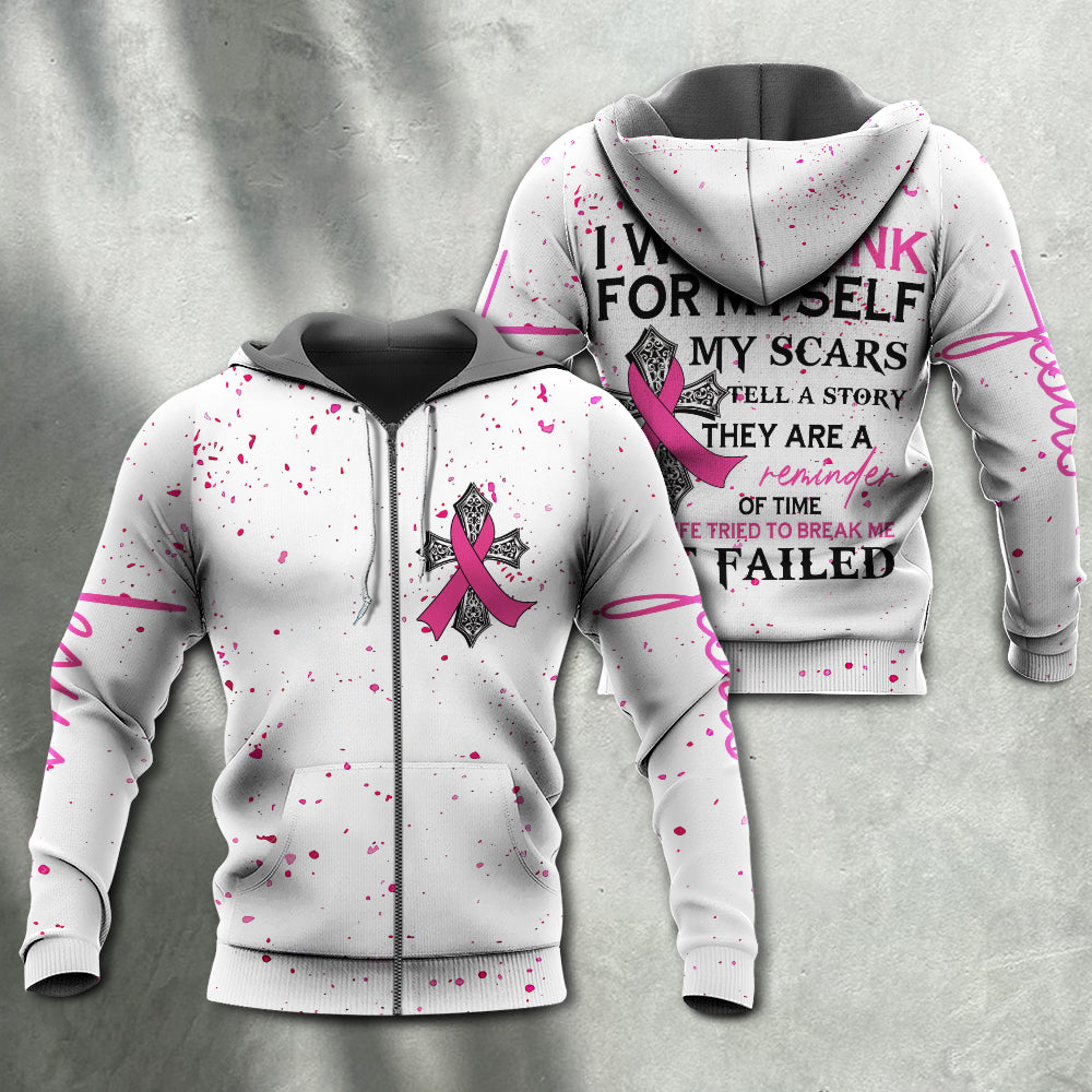 Pink Breast Cancer Awareness Ribbon Message Hoodie For Supportive Everyday Style Seasonal Events And Gifting