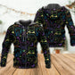 Neon Colorful Cat Playing Kitten Hoodie For Animal Enthusiasts Outdoor Activities And Daily Wear
