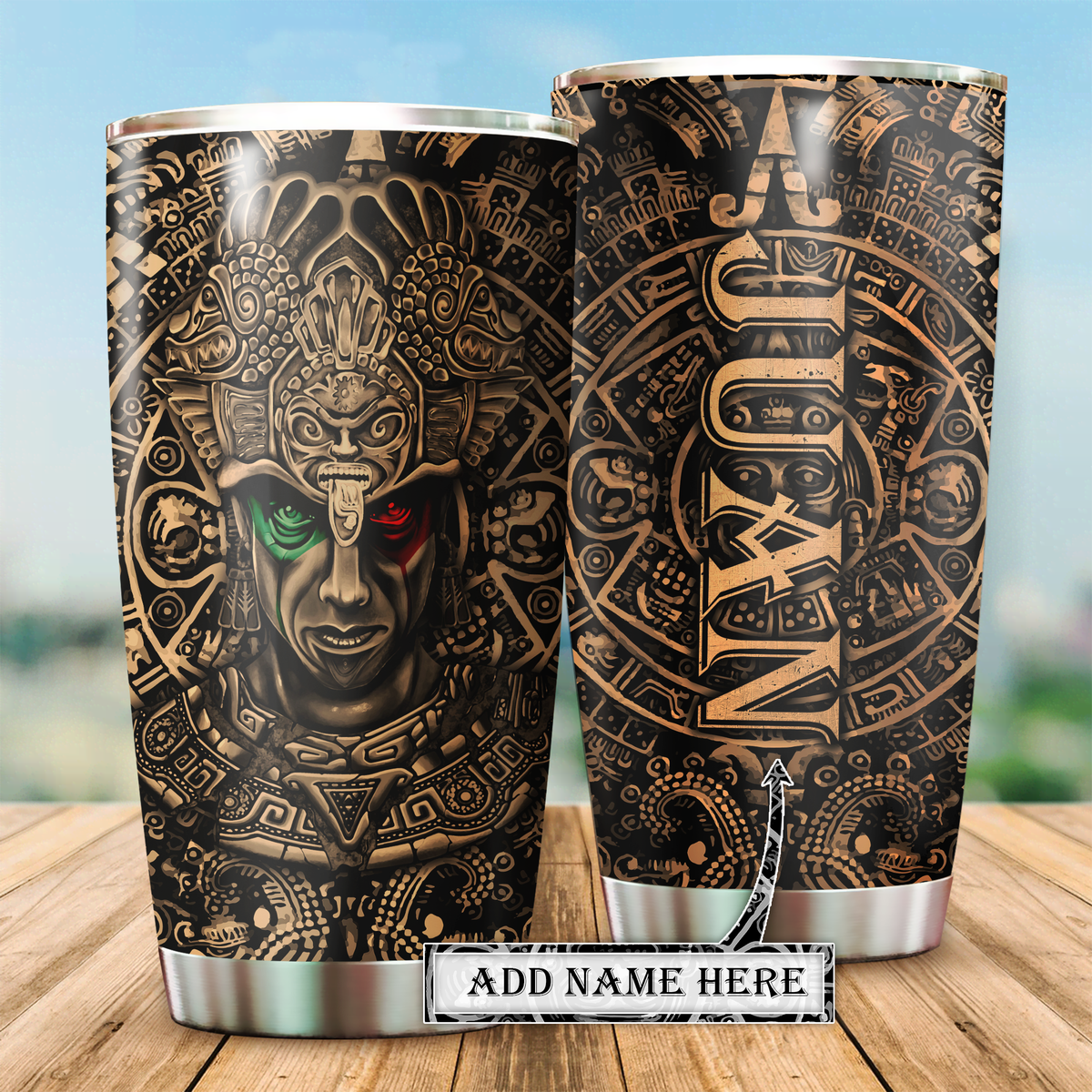 Aztec Mexico With Vintage Sign Personalized 20 Oz Tumbler For Coffee Travel And Daily Drinks