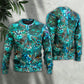 Blue Colorful Cat Sweater For Animal Lovers Casual Wear Holidays And Thoughtful Gifting