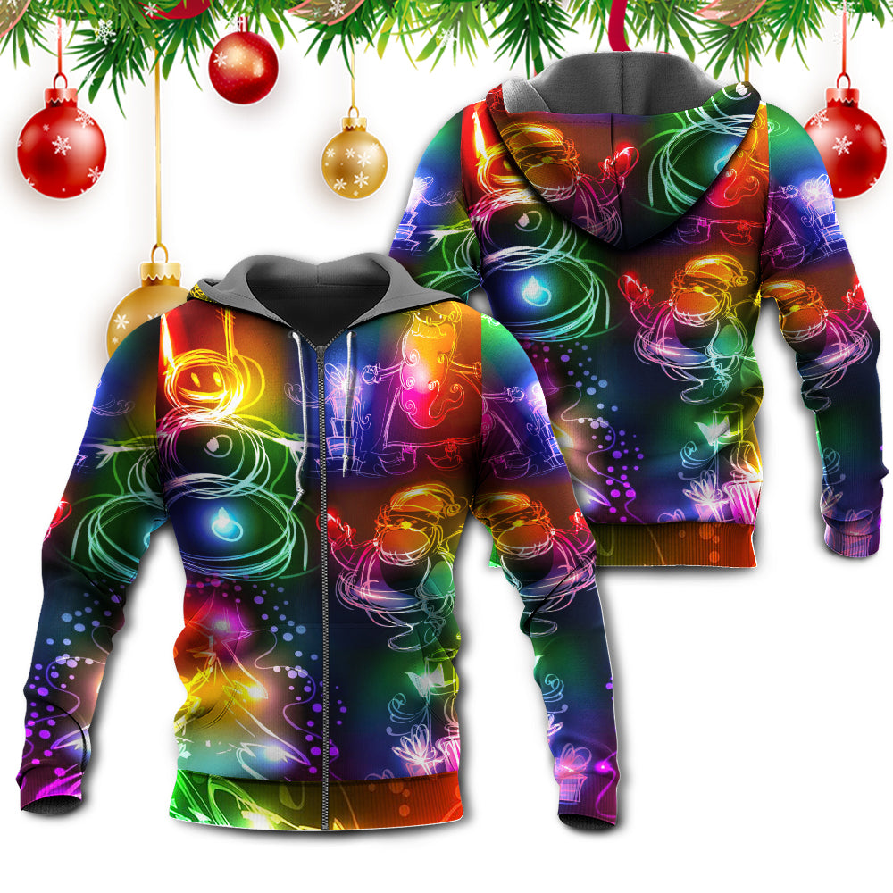 Neon Christmas Snowman Tree Light Hoodie For Holiday Vacations Winter Events And Everyday Comfort