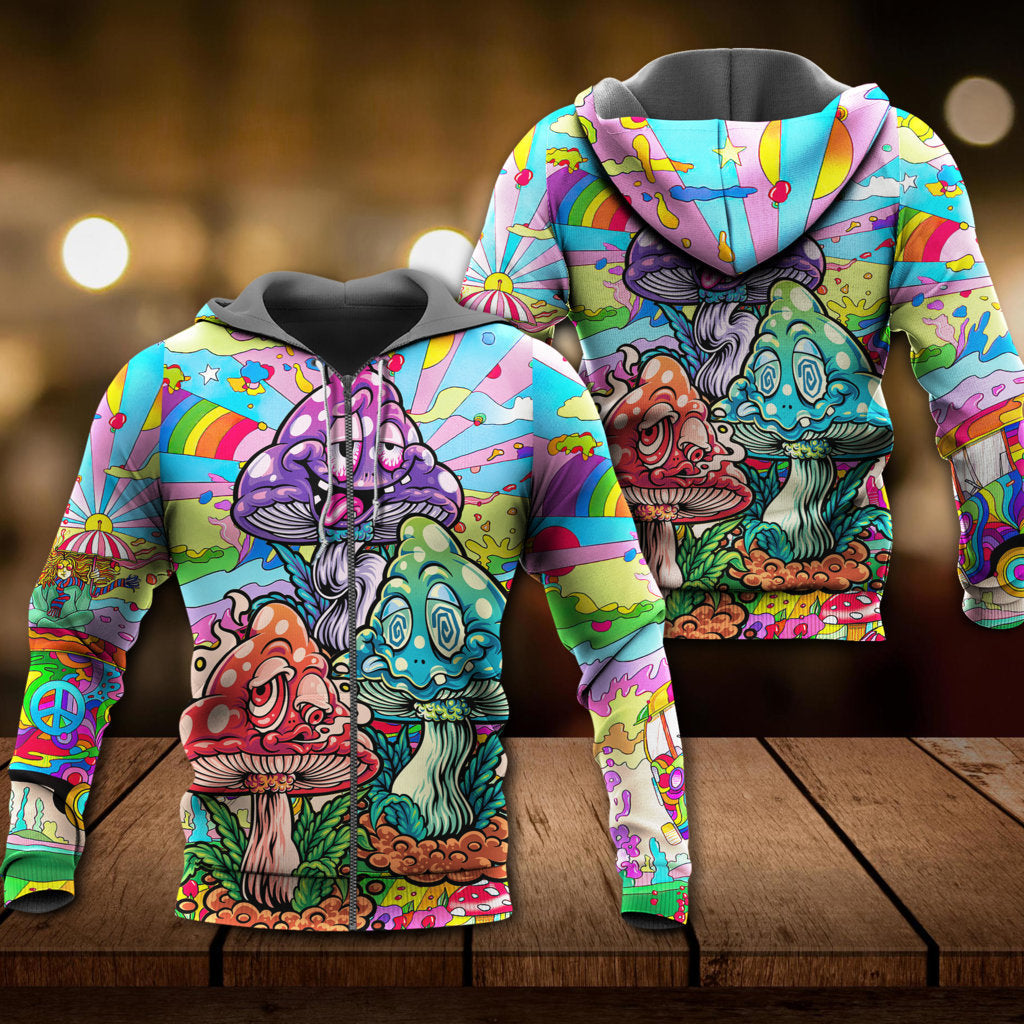 Hippie Happy Mushroom Life Hoodie For Bohemian Events Everyday Wear And Creative Gifting