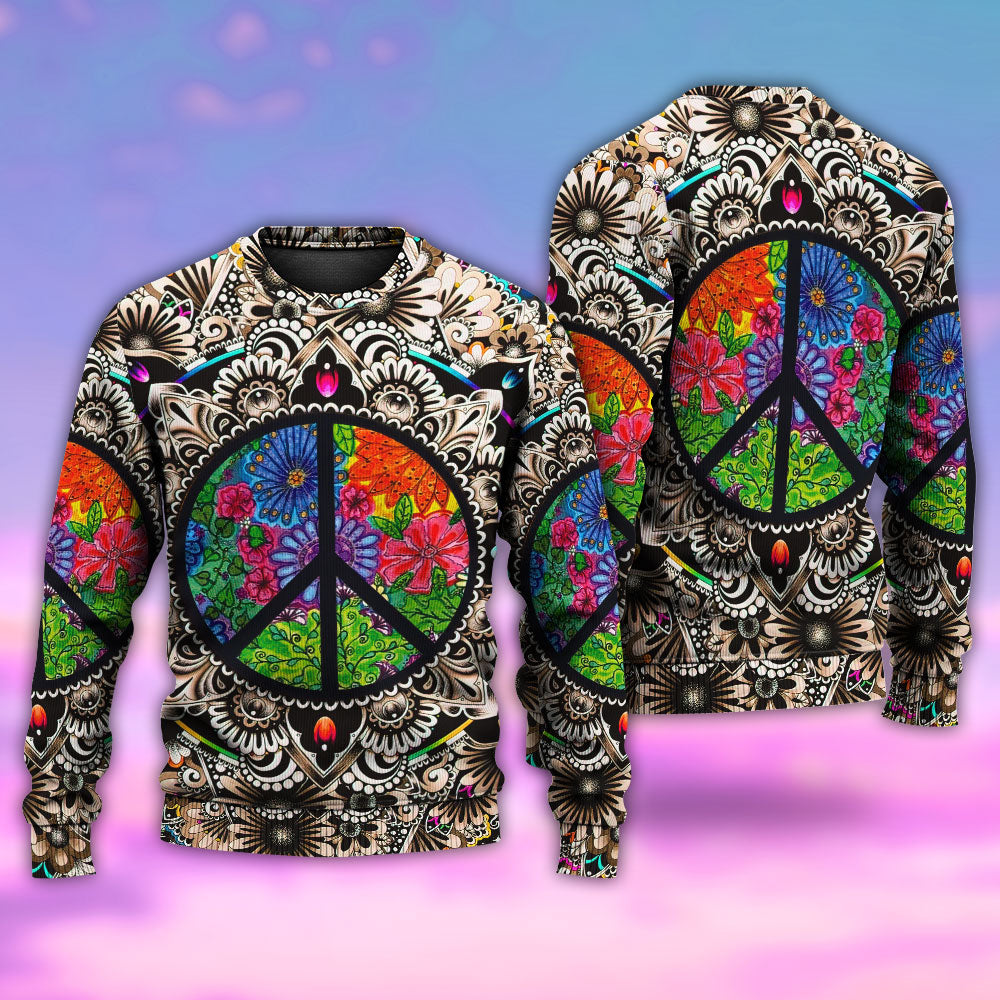 Hippie Peace Sign Galaxy Sweater For Colorful Outfits Weekend Events And Thoughtful Gift Giving