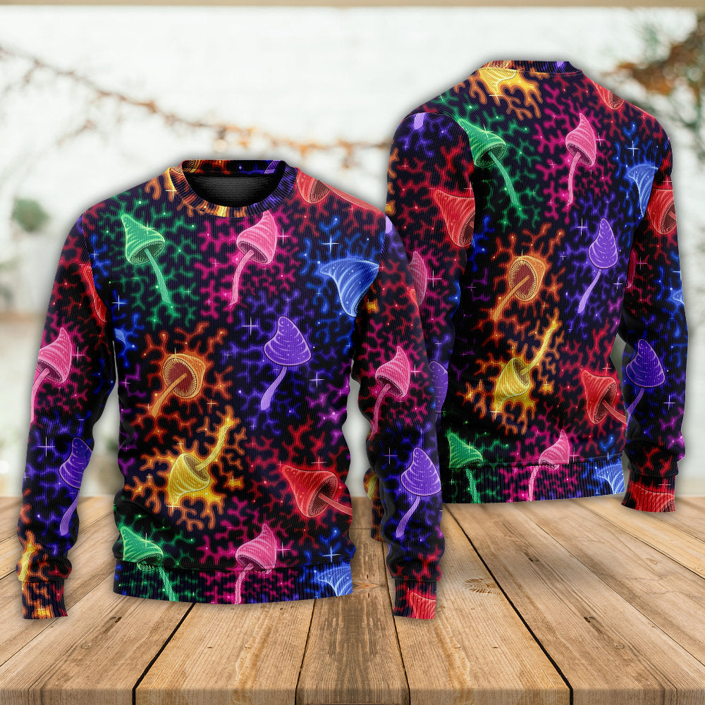 Galaxy Rainbow Mushroom Colorful Sweater For Creative Spirits Travel Parties And Comfortable Casual Wear