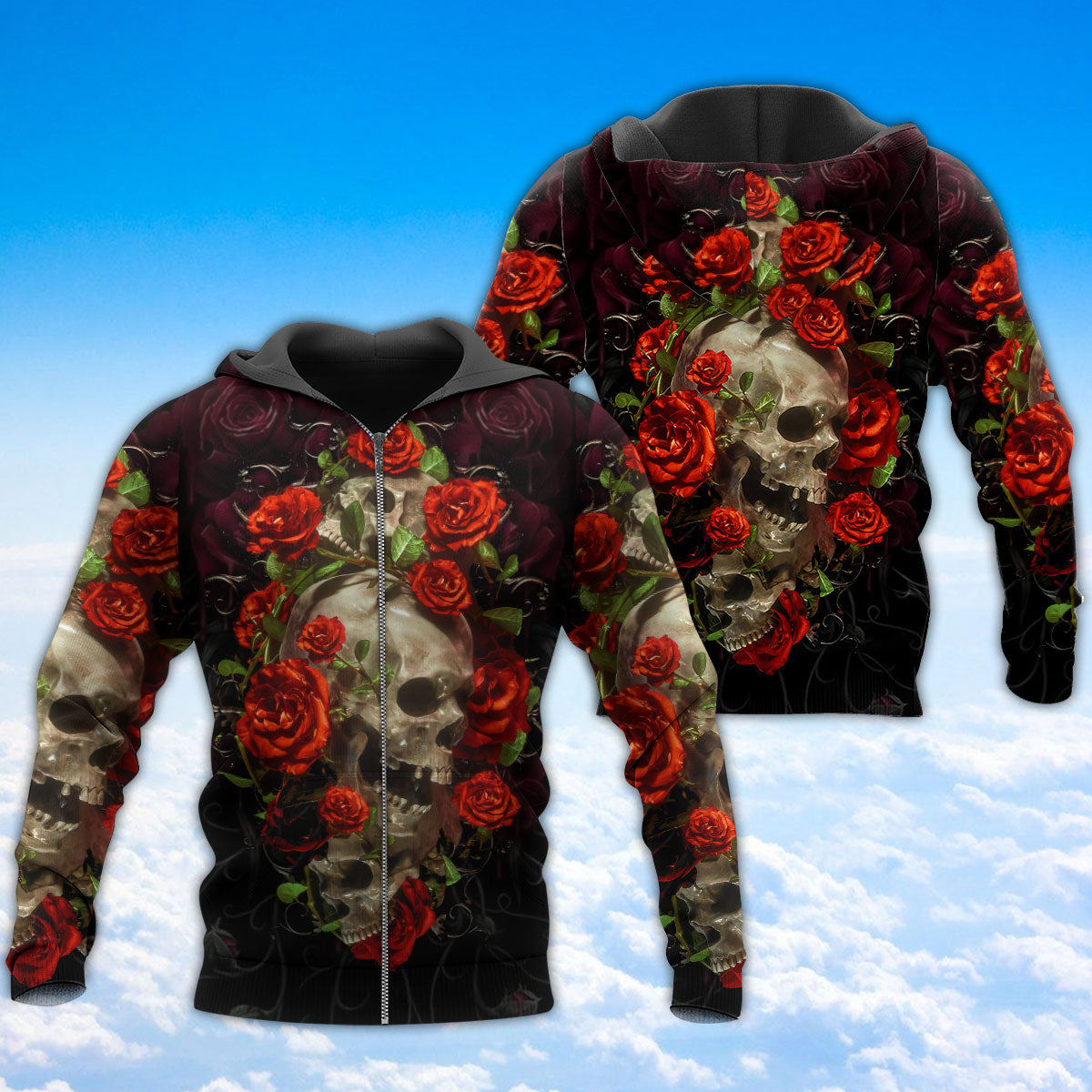 Skull Roses Hoodie For Gothic Inspired Travel Casual Style And Gift Giving