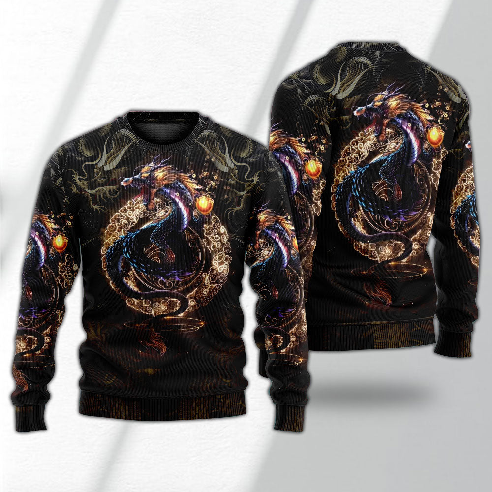 Golden Japanese Dragon Sweater For Animal Inspired Style Events And Comfortable Daily Wear