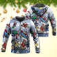 Santa Skateboard Snow Mountain Hoodie For Festive Celebrations Seasonal Trips And Relaxed Winter Wear
