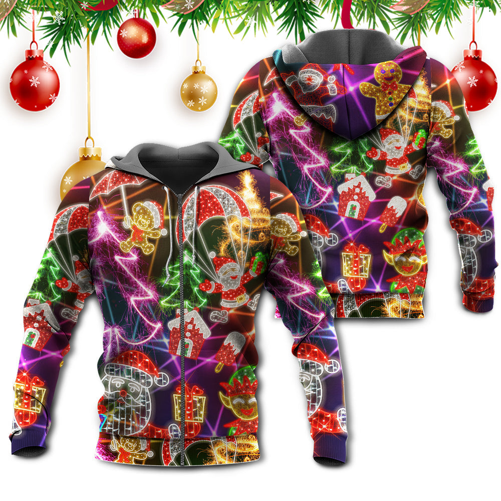 Funny Neon Christmas Holiday Tree Gingerbread Light Hoodie For Holiday Parties Weekend Outings And Cheerful Gift Giving