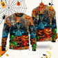 Halloween Skull Pumpkin Dark Sweater For Alternative Fashion Events And Thoughtful Seasonal Gifts