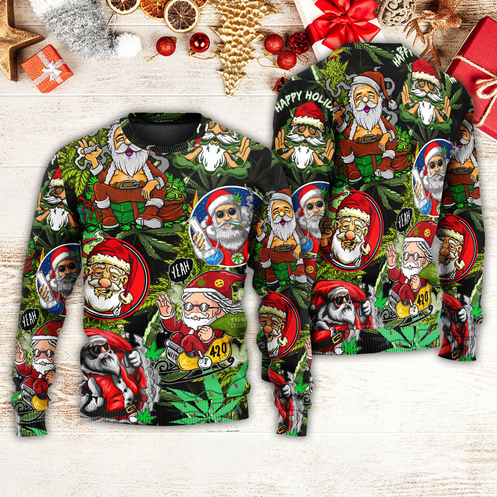 Christmas Hippie Santa Peace Sweater For Holiday Parties Family Gatherings And Seasonal Gift Giving