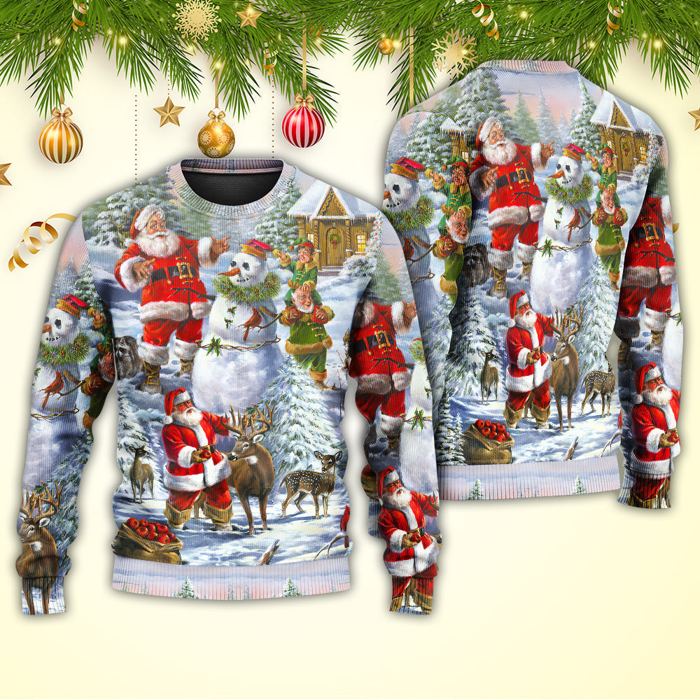 Christmas Santa Snowman Elf Happy Sweater For Holiday Travel Winter Outings And Cheerful Gift Giving
