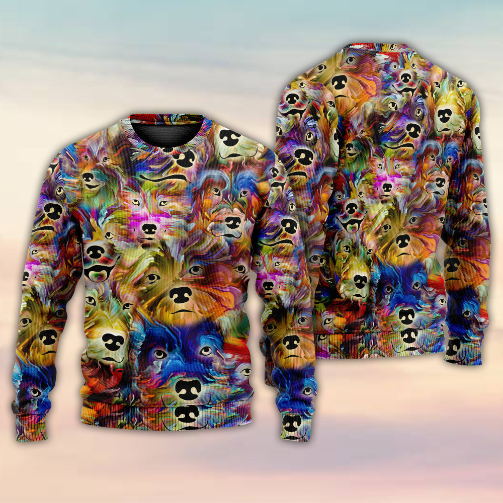 Dog Memory Painting Sweater For Outdoor Activities Weekend Trips And Relaxed Everyday Outfits
