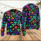 Neon Colorful Mushroom With Leaf Sweater For Festival Adventures Vacations And Relaxed Daily Styling