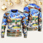 Lighthouse Christmas Santa Through The Storm Sweater For Festive Events Weekend Outings And Comfortable Winter Style