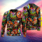 Hippie Mushroom Trippy Colorful Sweater For Colorful Outfits Weekend Events And Thoughtful Gift Giving