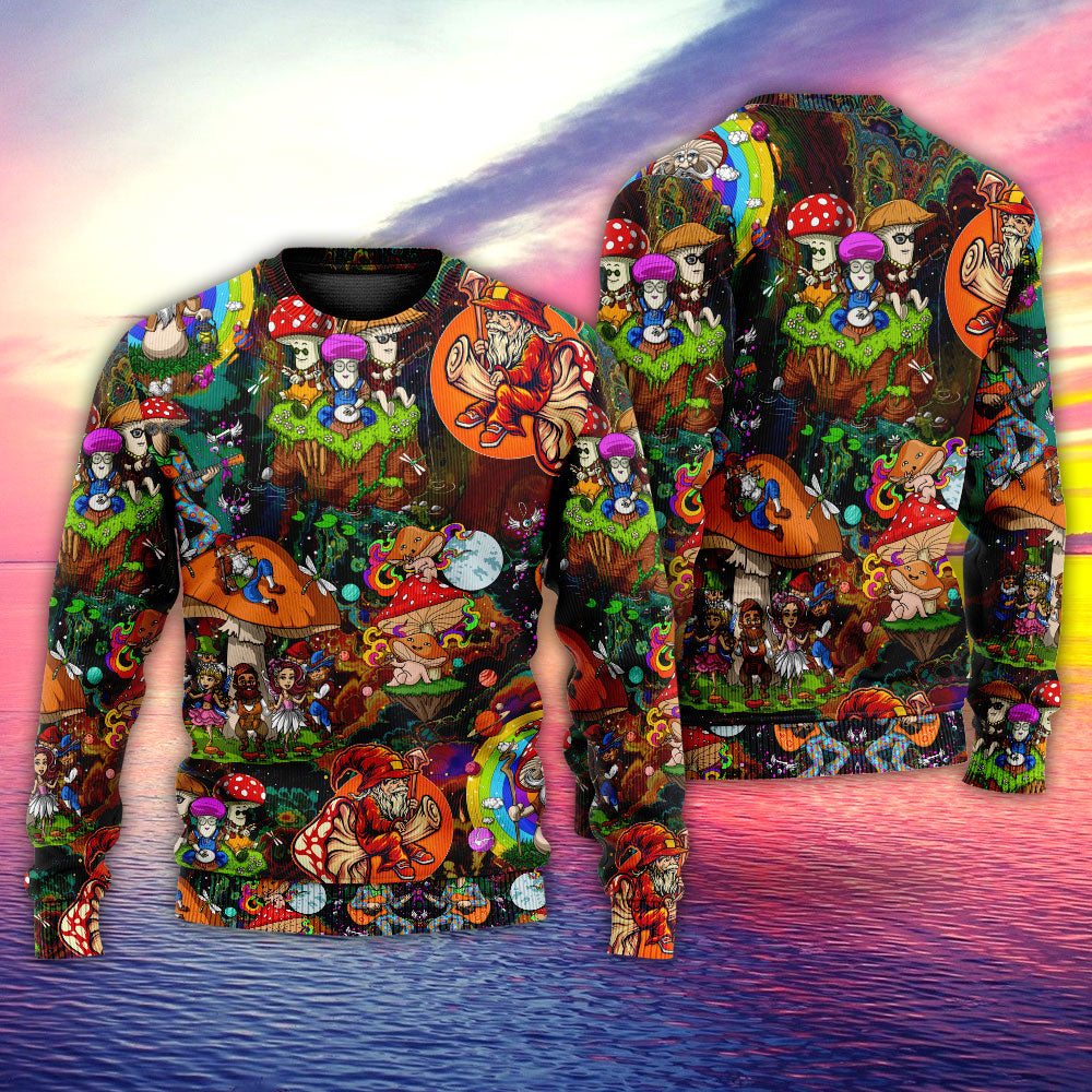 Hippie Mushroom Trippy Colorful Sweater For Colorful Outfits Weekend Events And Thoughtful Gift Giving