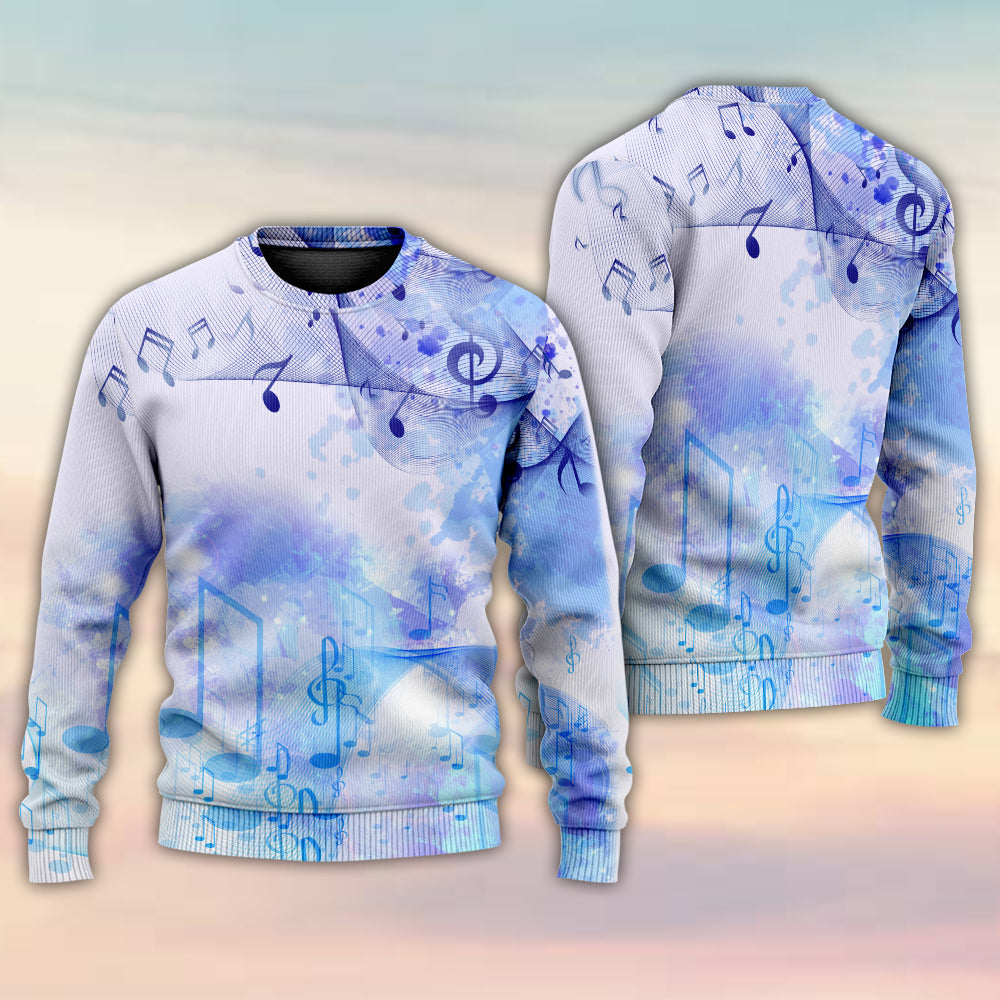 Watercolor Music Notes Sweater For Live Events Travel And Relaxed Creative Outfits