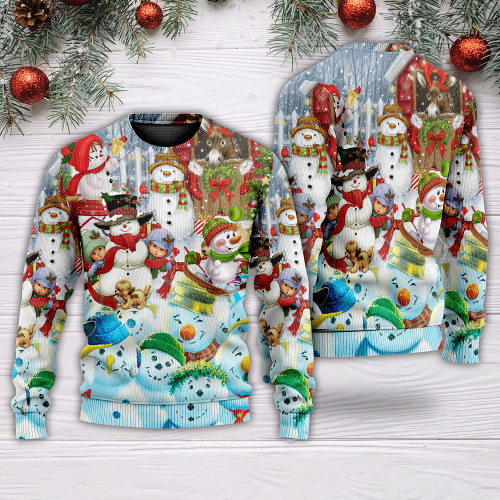 Snowman Happy Farm Holiday Christmas Sweater For Holiday Travel Winter Outings And Cheerful Gift Giving