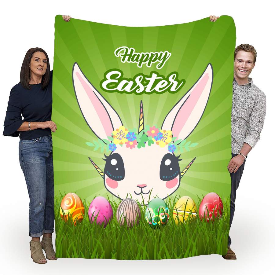 Easter Unicorn Easter Flannel Blanket For Cozy Bedroom Sofa Decor