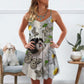 Dog Daisy Butterfly Shih Tzu V-Neck Sleeveless Cami Dress For Garden Parties And Relaxed Summer Wear