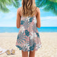 Flamingo Loves Tropical V-Neck Sleeveless Cami Dress For Coastal Travel And Relaxed Summer Wear