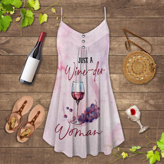 Wine And Summer Vibes Limited 7 – Women's Summer Sleeveless V-Neck Camisole Dress