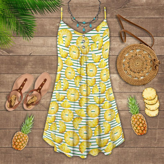 Fruit Pineapple Tropical Vibes Limited 7 – Women's Summer Sleeveless V-Neck Camisole Dress