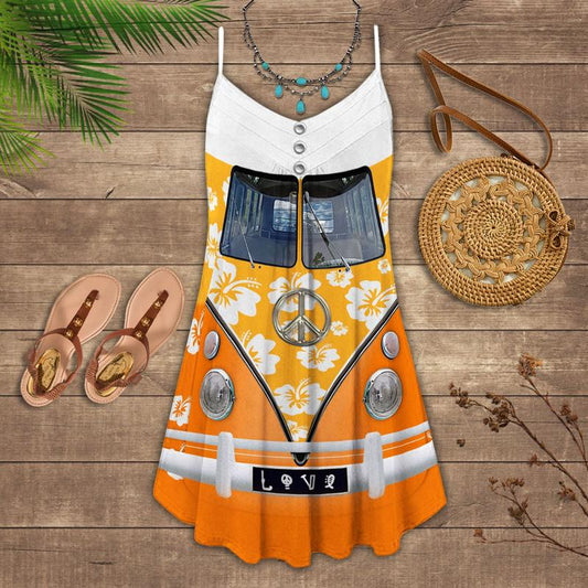 Hippie Van Retro Style Limited 7 – Women's Summer Sleeveless V-Neck Camisole Dress